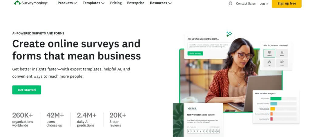 获取大量反馈与测试产品-surveymonkey